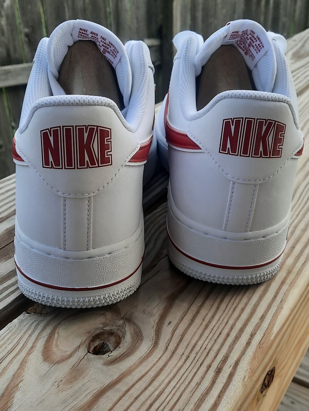 Nike Air Force 1 Mens Low — White with Red Swoosh Size 12 - Picture 6 of 10